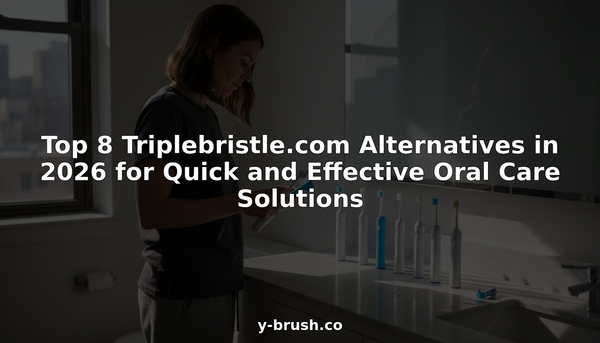 Person comparing electric toothbrush alternatives on bathroom counter