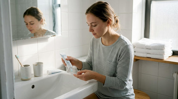 Woman preparing teeth whitening gel tray