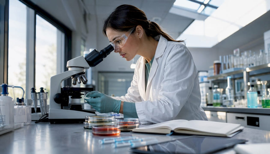 Dental researcher examining oral bacteria