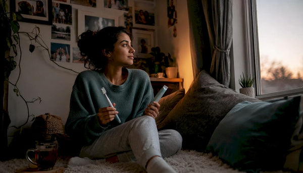 Woman preparing to brush teeth after eating