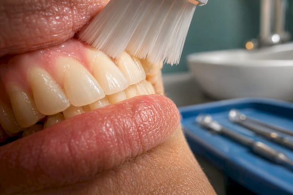Gumline showing signs of aggressive brushing