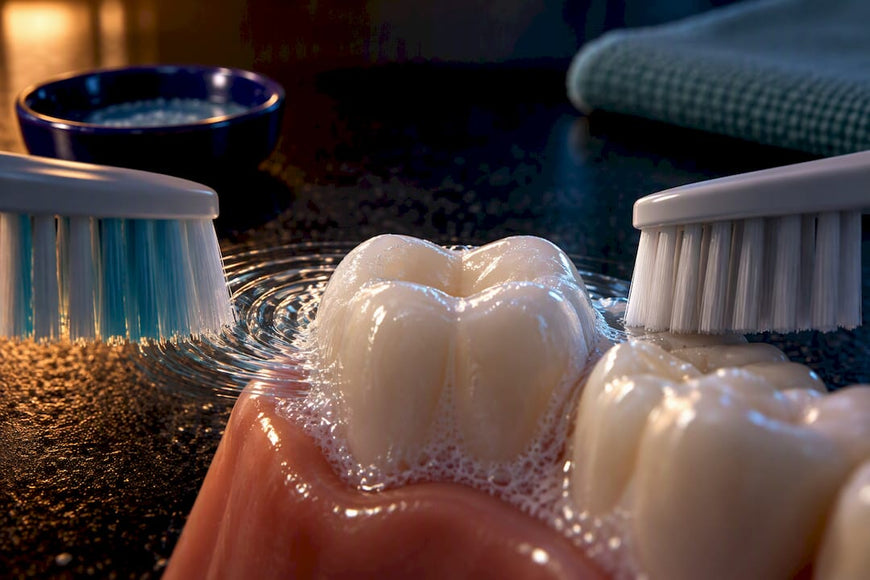 Bristles and fluid around a dental model