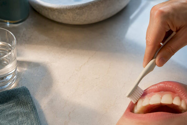 Gentle brushing along the gumline